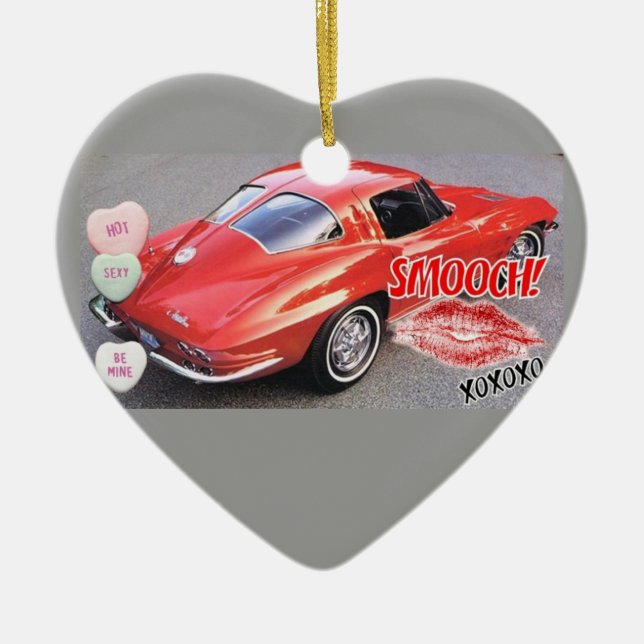 Décoration En Céramique Valentine Red Corvette Split Window Classic (Devant)