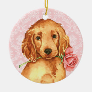Décoration En Céramique Valentine Rose Irish Setter
