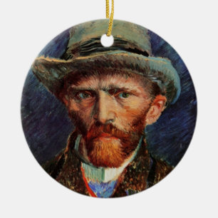 Décoration En Céramique Van Gogh; Autoportrait au chapeau de feutre gris