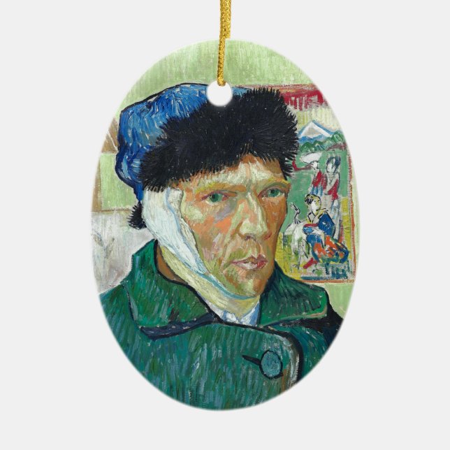 Décoration En Céramique Van Gogh Autoportrait Bandaged Ear Art Peinture (Devant)