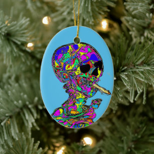 Décoration En Céramique Van Gogh Calavera fumant une cigarette