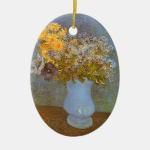 Décoration En Céramique Vase de lilas, de marguerites et d'anémones de Vin