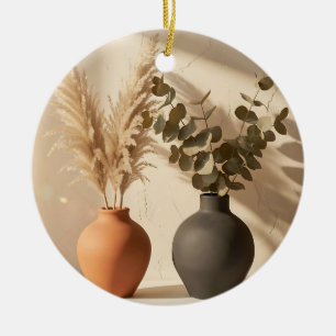 Décoration En Céramique Vase en céramique Bohème Pampas Eucalyptus Nature