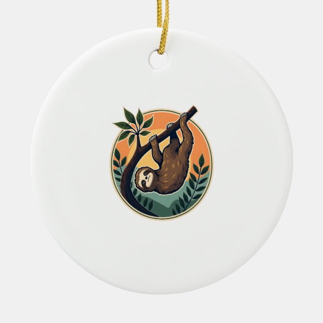 Décoration En Céramique Vecteur de paresse vintage Badge rétro faune 2 (Devant)