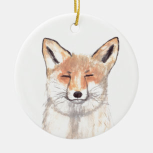 Décoration En Céramique Végétation animale renard aquarelle faune bois