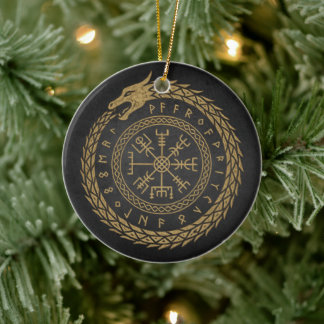 Décoration En Céramique Vegvisir Dessin de cercle de rune de serpent nordi