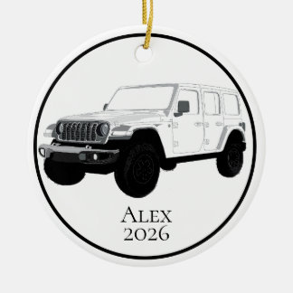 Décoration En Céramique Véhicule utilitaire tout-terrain blanc à grille 7