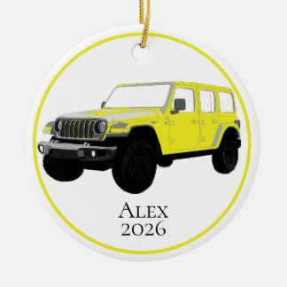 Décoration En Céramique Véhicule utilitaire tout-terrain jaune à grille 7
