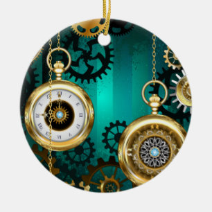 Décoration En Céramique Veille bijoux Steampunk sur un Arrière - plan vert