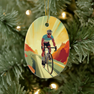 Décoration En Céramique Vélo de route Retro personnalisé Noël