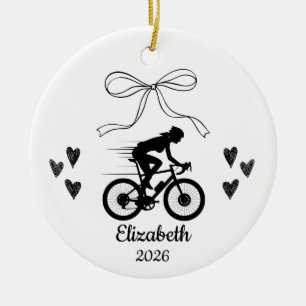 Décoration En Céramique Vélo Doodle Bow, Cadeaux de VTT, Fille à vélo