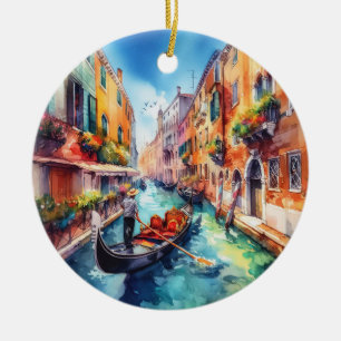 Décoration En Céramique Venise Italie Aquarelle Céramique Noël