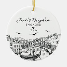 Venise Italie Engagement Esquisse de Gondole Perso