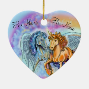 Décoration En Céramique Vent et flamme Unicorne Pegasus~ornement