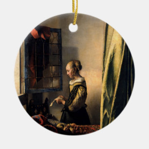 Décoration En Céramique Vermeer - Fille lisant une lettre à une fenêtre ou
