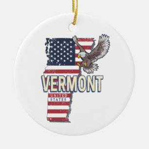 Décoration En Céramique Vermont États-Unis Retro State Carte Vintage États