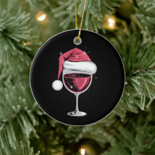 Décoration En Céramique Verre à vin rouge Noël drôle de Noël Xmas