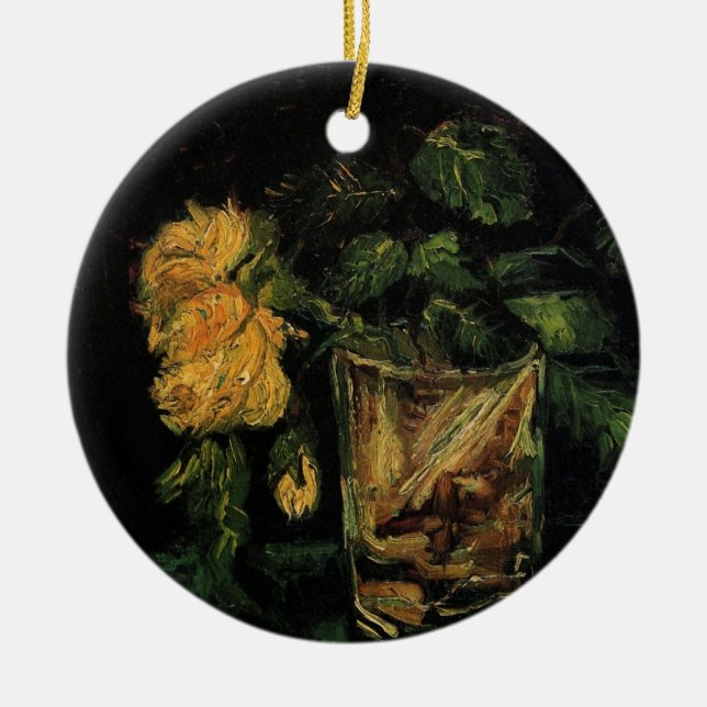 Décoration En Céramique Verre avec Roses par Vincent van Gogh (Devant)