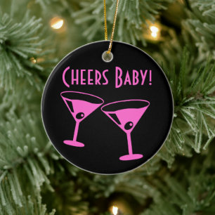 Décoration En Céramique Verrres à cocktail rose néon bébé Cheers de Noël