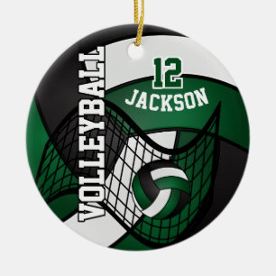 Décoration En Céramique 🏐 vert-foncé, blanc et noir de volleyball