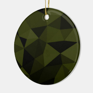 Décoration En Céramique Vert foncé de l'armée noir motif de maille géométr