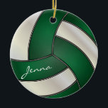 Décoration En Céramique Vert foncé et blanc Personnaliser le volley-ball<br><div class="desc">Ornement de Noël de volley-ball vert foncé prêt pour vous à personnaliser. REMARQUE : SEULEMENT CHANGER LES ZONES MODÈLES NÉCESSAIRES! 😀 Si nécessaire, vous pouvez supprimer le texte et commencer à ajouter le texte et la police que vous voulez. 📌 Si vous avez besoin d'une personnalisation plus poussée, cliquez sur...</div>