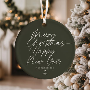 Décoration En Céramique Vert minimaliste moderne Script Joyeux Noël