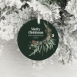 Décoration En Céramique Vert moderne élégante aquarelle céramique botaniqu<br><div class="desc">Vert foncé moderne élégante aquarelle rustique séchée couleur botanique floral muté couleurs vacances décoration ornement de Noël.</div>