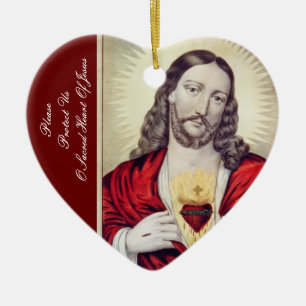 DÉCORATION EN CÉRAMIQUE VEUILLEZ NOUS PROTÉGER DU COEUR SACRÉ DE JÉSUS