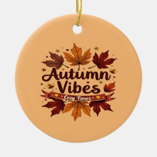 Décoration En Céramique Vibes d'automne Confortable Feuilles d'automne Des