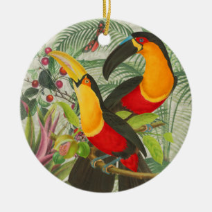 Décoration En Céramique Vibrant Tropical Toucan Birds Art Exotic Jungle