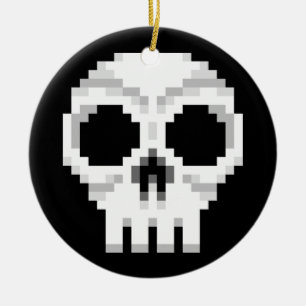 Décoration En Céramique Videogame - Crâne de mort - Pixel Art