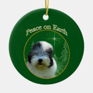 Décoration En Céramique Vieux anglais Sheepdog Peace