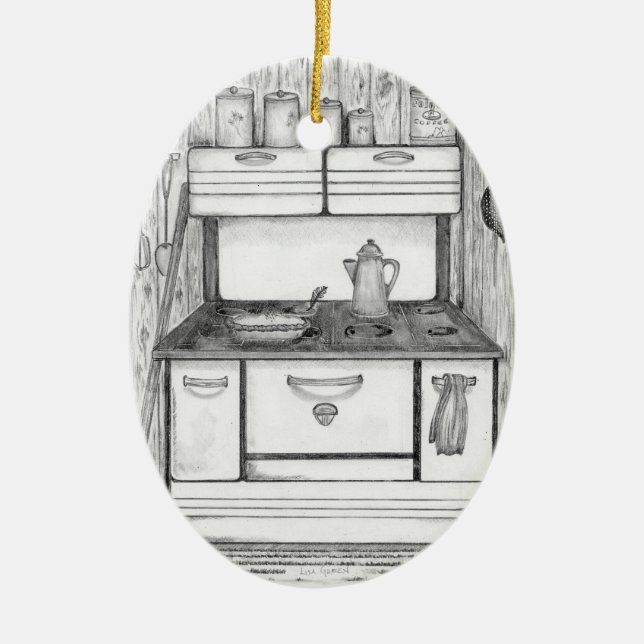 Décoration En Céramique Vieux Cabine Stove (Devant)