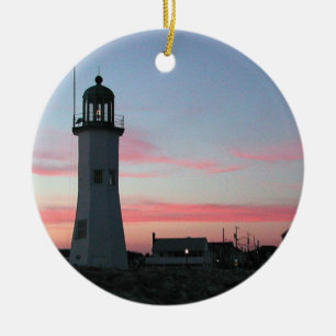 Décoration En Céramique Vieux phare de Scituate au crépuscule