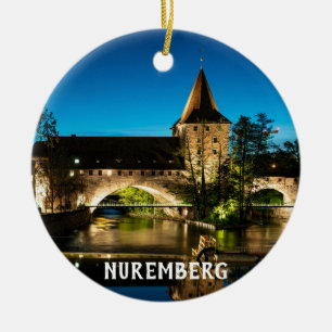 Décoration En Céramique Vieux pont médiéval la nuit à Nuremberg