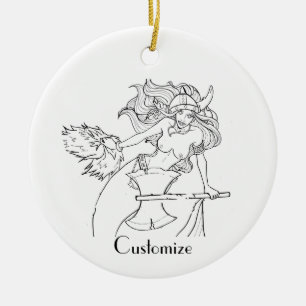 Décoration En Céramique Viking Mermaid Warrior Thunder_Cove