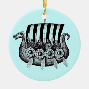 Décoration En Céramique Vikings dans le dessin noir et blanc d'encre de