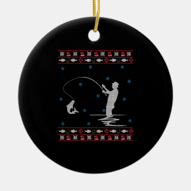 Décoration En Céramique Vilain Baguette de pêche de Noël (Devant)