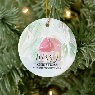 Décoration En Céramique Village de campagne Noël blanc