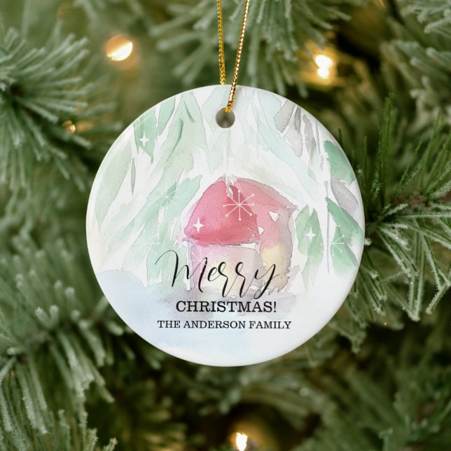 Décoration En Céramique Village de campagne Noël blanc (Arbre)