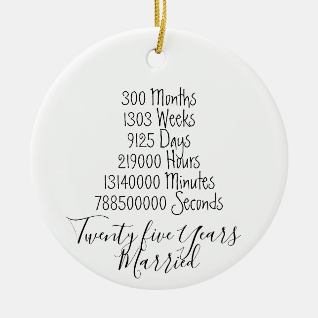 Décoration En Céramique Vingt-cinq ans marié Anniversaire 25e mariage (Devant)