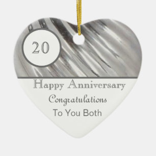 Décoration En Céramique Vingtième anniversaire Mariage Platinum Heart