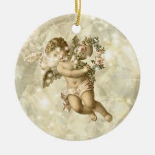 Décoration En Céramique Vintage Angel Glittering Gold V3 ID136