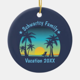 Décoration En Céramique Vintage Beach Sunset Vacation Orange-bleu chaise-l