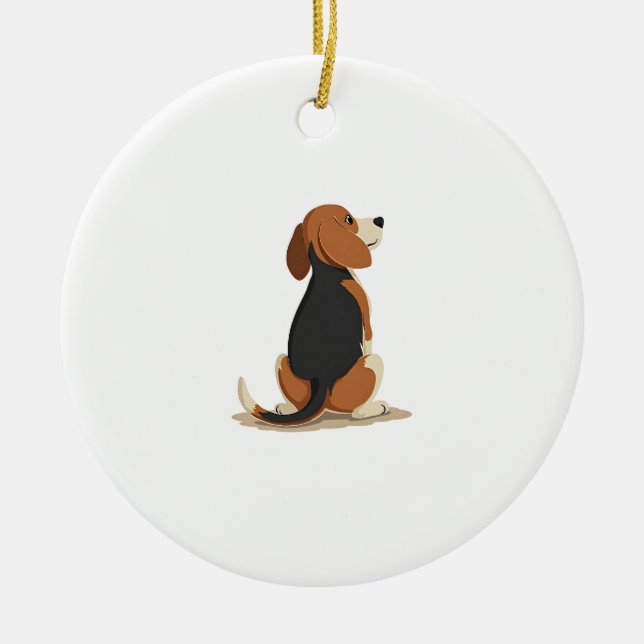 Décoration En Céramique Vintage Beagle Dog Back View Illustration Pet Love (Devant)