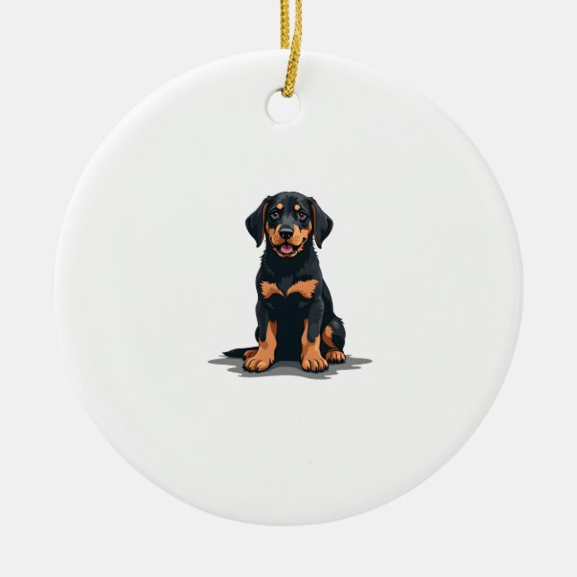 Décoration En Céramique Vintage Black and Tan Dog Back View Illustration P (Devant)