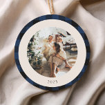 Décoration En Céramique Vintage Bleu et noir Buffalo Plaid Photo personnal<br><div class="desc">Vintage Bleu et Noir Buffle Plaid Personnalisé Noël Photo personnalisée Ornement en céramique</div>