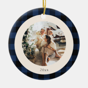 Décoration En Céramique Vintage bleu et noir plaid de Buffalo Photo person