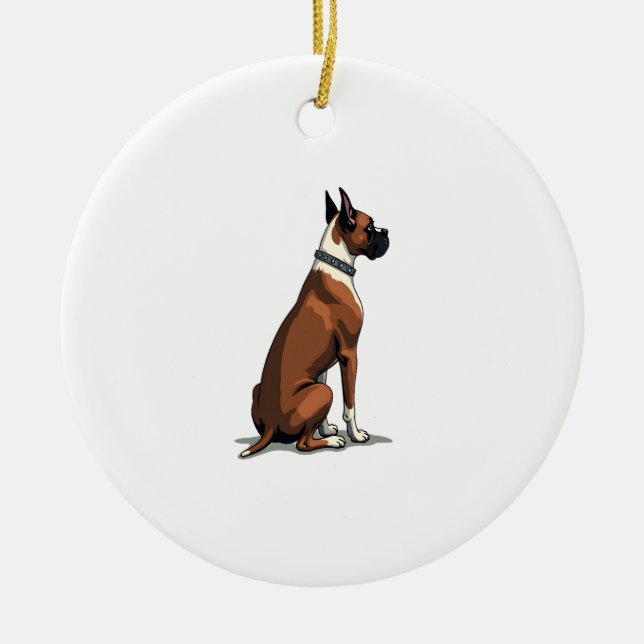 Décoration En Céramique Vintage Boxer Dog From Behind Illustration Brown W (Devant)